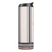 Moderne Blauw & Goud Wit Lange Strepen Thermosbeker (Gedraaid links)