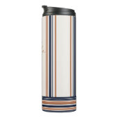 Moderne Blauw & Goud Wit Lange Strepen Thermosbeker (Geroteerd rechts)