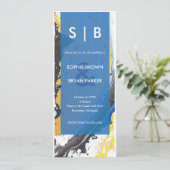 Moderne blauw/goud/zwart hydro-dip uitnodiging (Staand voorkant)