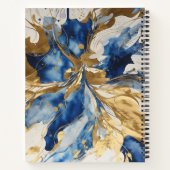Moderne Blauw & Gouden Waterverf Abstract Schetsbo Notitieboek (Achterkant)