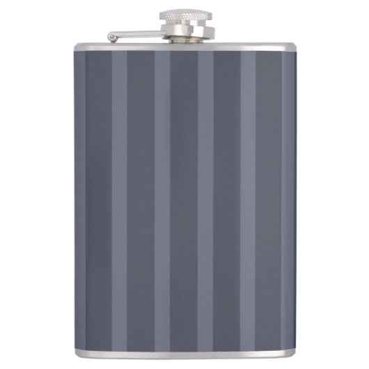 Moderne blauw-grijs gestreept heupfles (Voorkant)