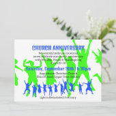 Moderne Blauw Groene KERKVERJAARDAG Kaart (Staand voorkant)