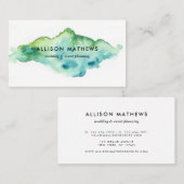 Moderne blauw-groene Waterverf Visitekaartje (Voorkant / Achterkant)