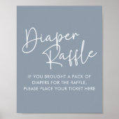 Moderne Blauw Oh Baby Eenvoudige Baby Luier Raffle Poster (Voorkant)