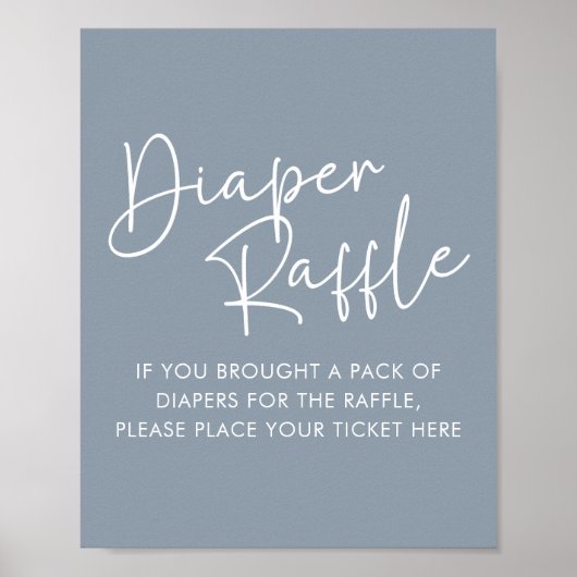 Moderne Blauw Oh Baby Eenvoudige Baby Luier Raffle Poster (Voorkant)