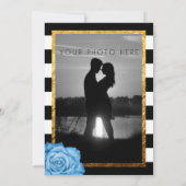 Moderne Blauw Roos Faux Gouden Folie Gestreepte Br Kaart (Achterkant)