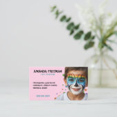 Moderne Blauw & Roze Kleurrijke Partij Schilder Visitekaartje (Staand voorkant)