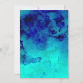 Moderne blauw turquoise waterverf roos gouden brui kaart (Achterkant)