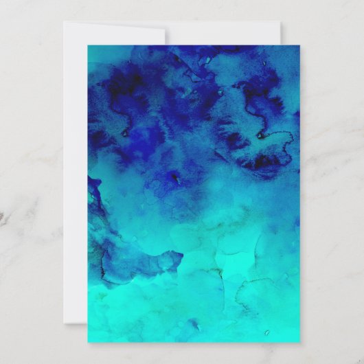 Moderne blauw turquoise waterverf roos gouden brui kaart (Achterkant)