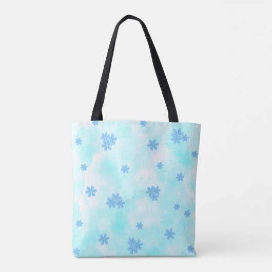 Moderne blauw waterverf bloemige botanische tote bag (Achterkant)