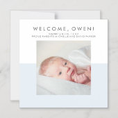 Moderne Blauw-Wit Geboorteaankondiging | Foto Magnetische Uitnodiging (Voorkant)