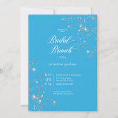 Moderne Blauw & Wit Glam Diamonds Bruidsbrunch Kaart (Voorkant)