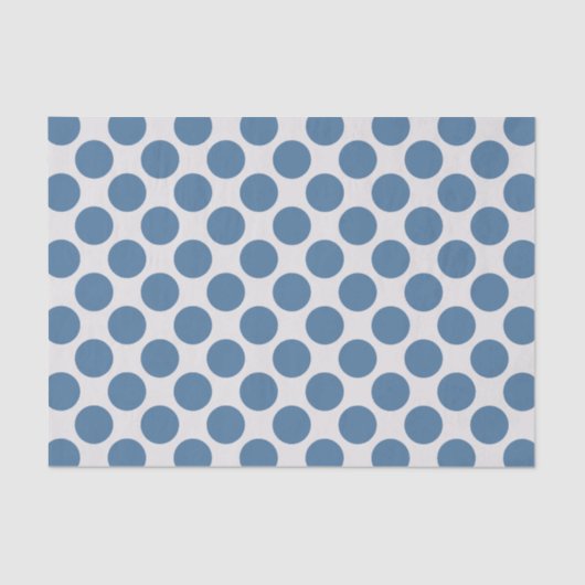 Moderne Blauw-Wit Grote Polka Dots Tissuepapier (Voorkant)