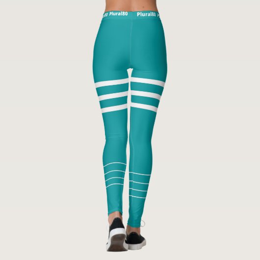 Moderne blauw wit werkout leggings (Achterkant)