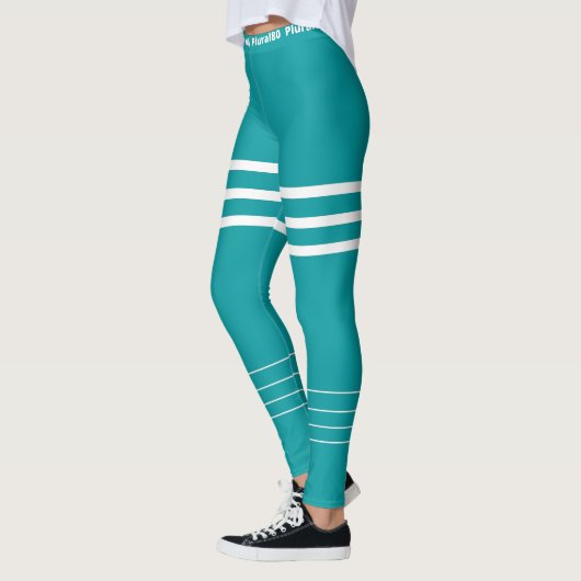 Moderne blauw wit werkout leggings (Links)