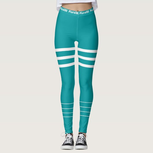 Moderne blauw wit werkout leggings (Voorkant)
