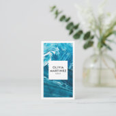 Moderne blauw-witte abstracte kunst minimalistisch visitekaartje (Staand voorkant)