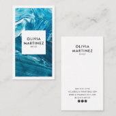 Moderne blauw-witte abstracte kunst minimalistisch visitekaartje (Voorkant / Achterkant)