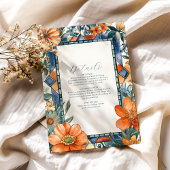 Moderne blauw-witte bloemen mediterrane Tegels Informatiekaartje