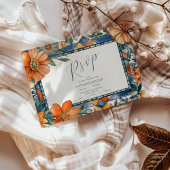 Moderne blauw-witte bloemen mediterrane Tegels RSVP Kaartje