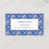 Moderne Blauw-Witte Mediterrane Trouwwebsite Informatiekaartje (Voorkant)
