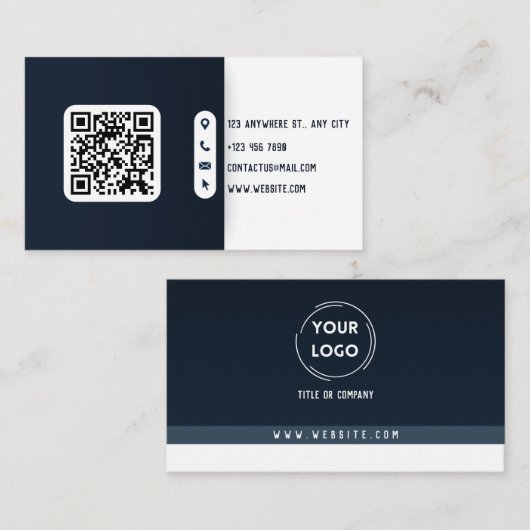 Moderne blauw-witte QR-code Visitekaartje (Voorkant / Achterkant)