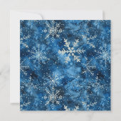 Moderne Blauw-witte Sneeuwvlokken Vakantiefoto Feestdagenkaart (Achterkant)