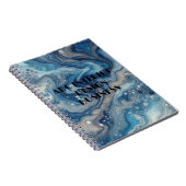 Moderne blauw zilveren marmeren textuur en typogra notitieboek (Rechterzijde)