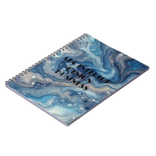 Moderne blauw zilveren marmeren textuur en typogra notitieboek (Linkerzijde)