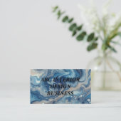 Moderne blauw zilveren marmeren textuur en typogra visitekaartje (Staand voorkant)