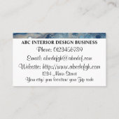 Moderne blauw zilveren marmeren textuur en typogra visitekaartje (Achterkant)