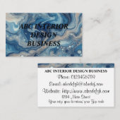 Moderne blauw zilveren marmeren textuur en typogra visitekaartje (Voorkant / Achterkant)