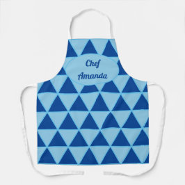 Moderne blauwdriehoekige grafische patroonkok schort