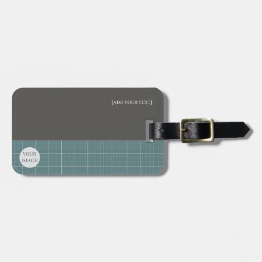 Moderne Blauwdruk Geometrische Grid Bagage Label L (Voorkant horizontaal)