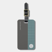 Moderne Blauwdruk Geometrische Grid Bagage Label L (Voorkant verticaal)