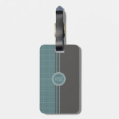 Moderne Blauwdruk Geometrische Grid Bagage Label L (Achterkant verticaal)