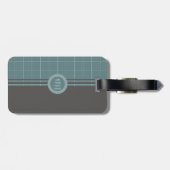 Moderne Blauwdruk Geometrische Grid Bagage Label L (Achterkant horizontaal)