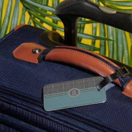 Moderne Blauwdruk Geometrische Grid Bagage Tag LT0 Bagagelabel