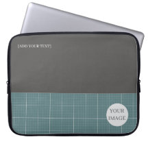 Moderne Blauwdruk Geometrische Grid Laptophoes LS0