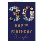 Moderne Blauwe 30e Gelukkige Verjaardag Fotocollag (Voorkant)