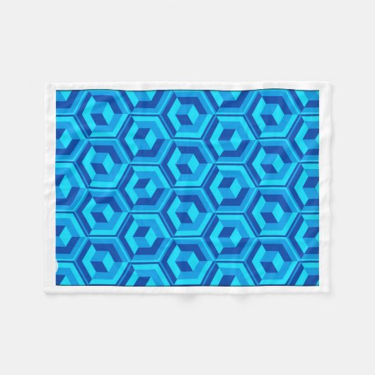 Moderne blauwe 3D geometrische kubuspatroon babyde Fleece Deken (Voorkant (Horizontaal))