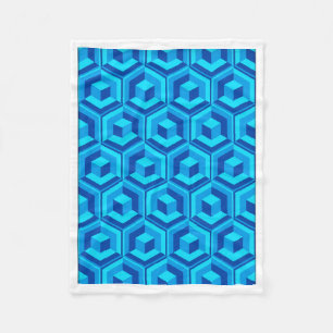 Moderne blauwe 3D geometrische kubuspatroon babyde Fleece Deken