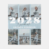 Moderne Blauwe 6 Foto Afstudeerfeest Fleece Deken (Voorkant)