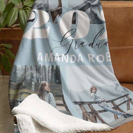 Moderne Blauwe 6 Foto Afstudeerfeest Fleece Deken