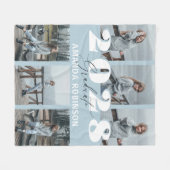 Moderne Blauwe 6 Foto Afstuderen Fleece Deken (Voorkant (Horizontaal))