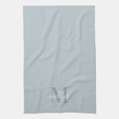 Moderne Blauwe Aangepaste Familienaam Monogram Theedoek (Verticaal)