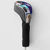 Moderne blauwe aangepaste fototemplate monogram golfheadcover (Schuin)