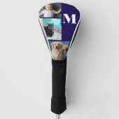Moderne blauwe aangepaste fototemplate monogram golfheadcover (Voorkant)