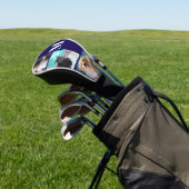 Moderne blauwe aangepaste fototemplate monogram golfheadcover (Insitu)