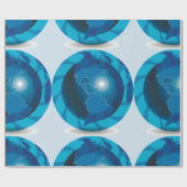 Moderne blauwe aardglobe wereldkaart cadeaupapier (Vlak)